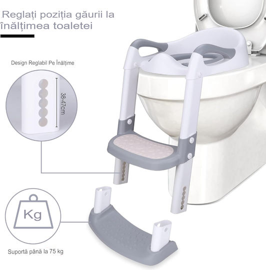 Scaun de Toaletă pentru Copii cu Suprafață Dură Gri