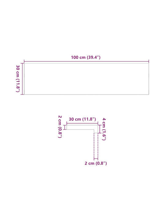 vidaXL Περβάζι Παράθυρου Ξύλινο Π100xΥ30cm