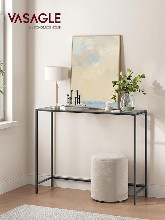 Console Table Metal with Glass Surface Black/Grey L80xW20xH100cm