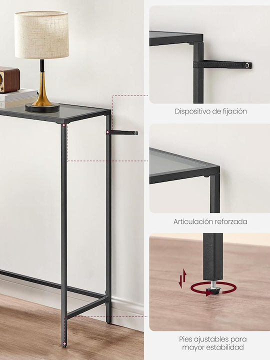 Console Table Metal with Glass Surface Black/Grey L80xW20xH100cm