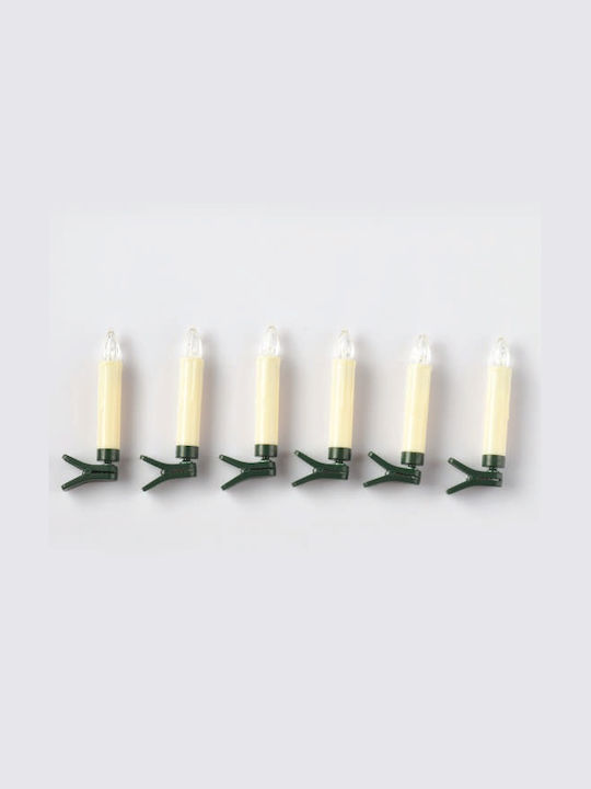 Aca Christmas Plastic White Battery Candle 10.5x1.5cm 6pcs Φ1.5cm