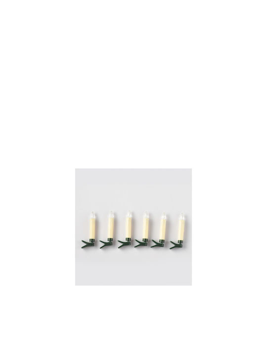 Aca Christmas Plastic White Battery Candle 10.5x1.5cm 6pcs Φ1.5cm