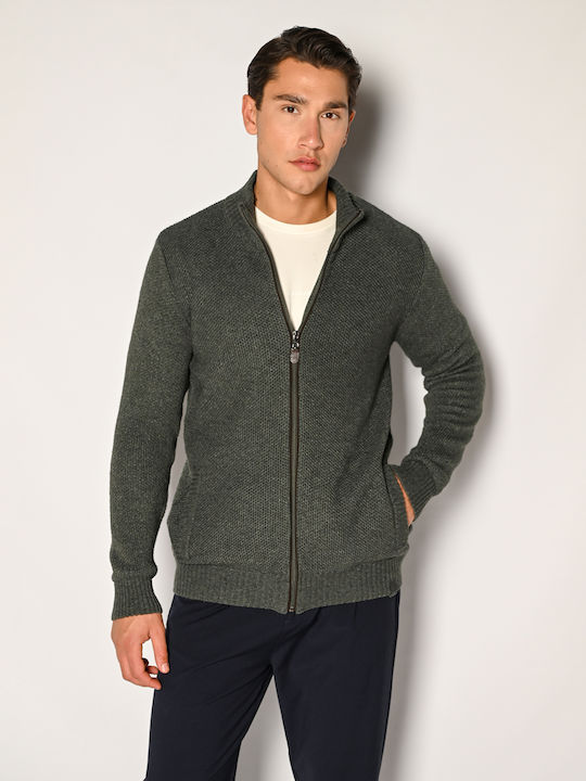 Brokers Jeans Men's Knitted Cardigan with Zipper Green