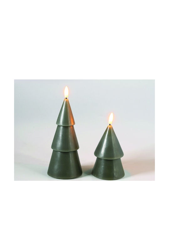 Aca Christmas Green Battery Candle 15.5cm 2pcs
