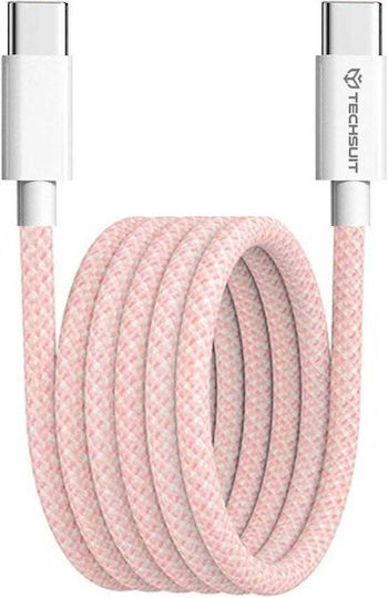Techsuit Pcb114d Редовна USB 2.0 Кабел USB-C мъжки - USB-C мъжки 60W Розов 1м