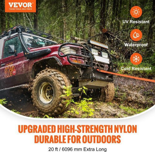 Vevor Recovery Rope 1" X 20' 38,000 Lbs Jeep Car Truck ATV UTV SUV Tractor Sznl1in20ft0hup3wv0