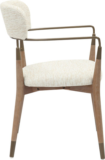 Roy Dining Room Fabric Armchair Ecru 51x48x77cm 2pcs