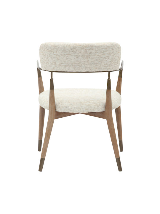 Roy Dining Room Fabric Armchair Ecru 51x48x77cm 2pcs