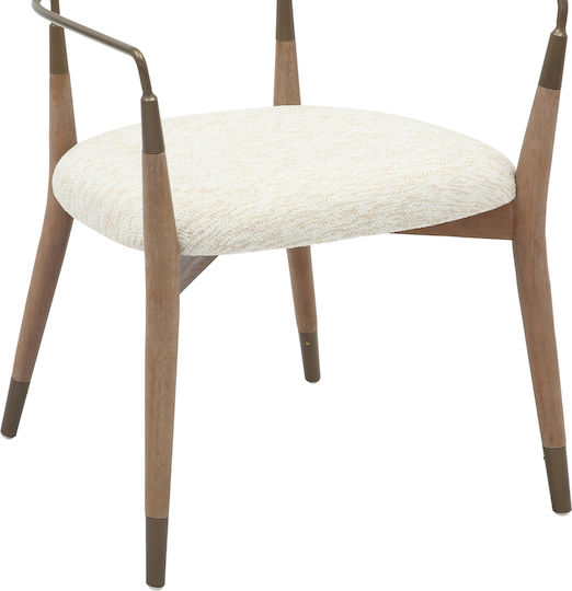 Roy Dining Room Fabric Armchair Ecru 51x48x77cm 2pcs