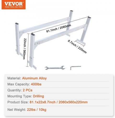 Vevor Σχάρα Οροφής Βαν 2 Μπάρες Αλουμινίου 181 Kg Ρυθμιζόμενο Μήκος 1300-2060 Mm Xshch24006775rd9sv0