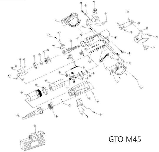 Geoteco GTO M45 Ψαλίδι Κλαδέματος Μπαταρίας 36V 1x4Ah με Μέγιστη Διάμετρο Κοπής 45mm