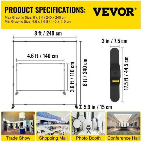 Adjustable Banner Stand 8ft Vevor Carrying Bag Dm-abszsj00000001v0