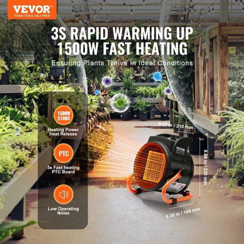 Vevor Βιομηχανικό Ηλεκτρικό Αερόθερμο 2kW