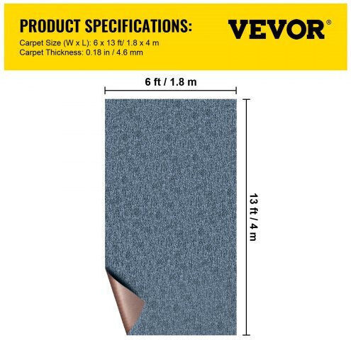 Vevor Θαλάσσιο Χαλί 6x13ft Αντιολισθητικό Γκρι Σκάφη & Εξωτερικούς Χώρους Jzxwdths1.8x4m001v0