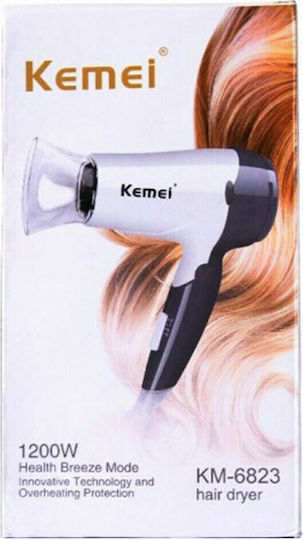 Kemei Travel Hair Dryer 1200W KM-6823 White / Black