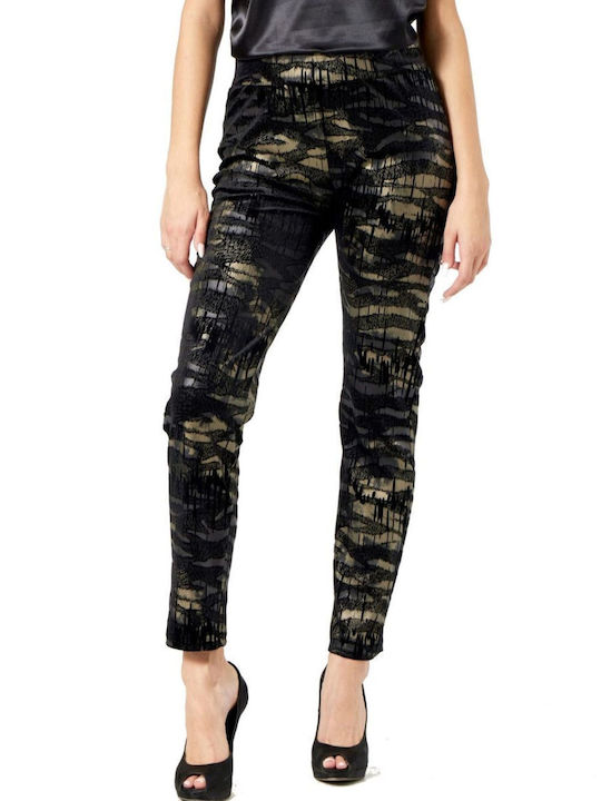 Dama Tesatura Pantaloni cu Elastic Leopard Negru
