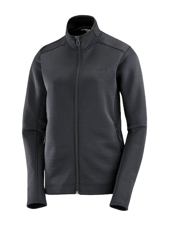Fleece Jachetă de damă cu Fermoar în Negru Culoare