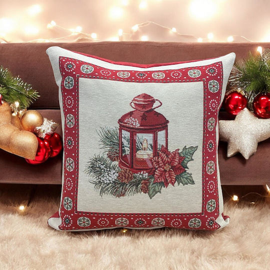 Linea Home Weihnachtsdekorativer Kissenbezug Quadratisch Xmas Light Mehrfarbig 45x45cm