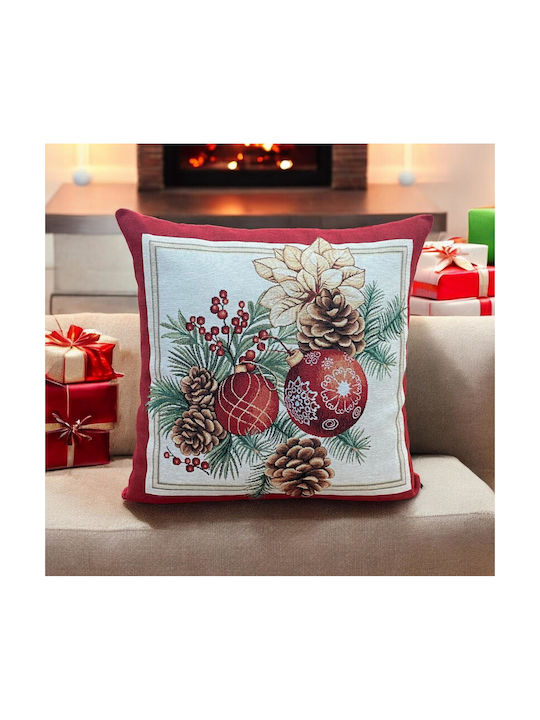Linea Home Christmas Decorative Square Pillowcase Red 45x45cm