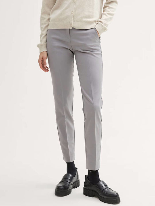 Tom Tailor Women's Fabric Trousers in Slim Fit Gray