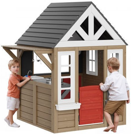 Vevor Multifunctional Wooden Kids Playhouse with Kitchen 140.3x126x166cm
