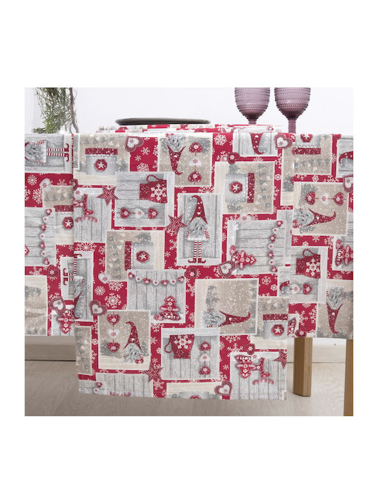 Dimeco Christmas Tablecloth Square Fabric Red L85xW85cm.