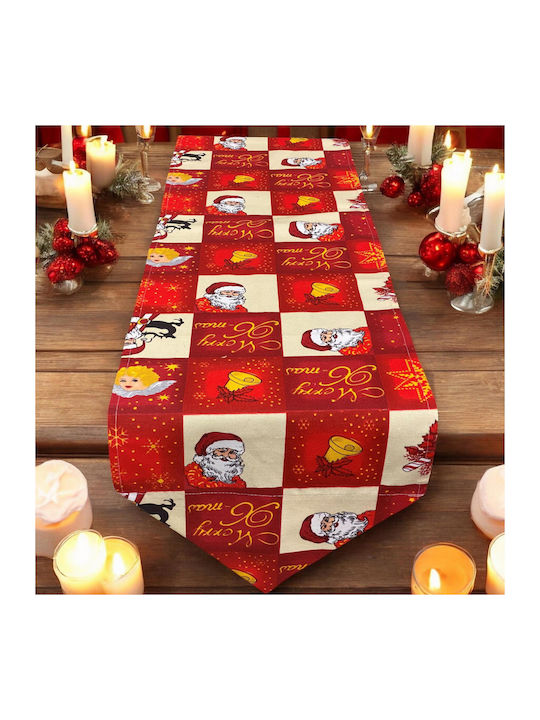 Linea Home Christmas Tablecloth Runner Fabric Red L140xW40cm.