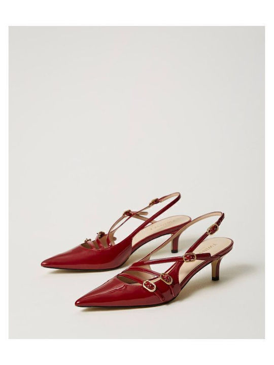 Pantofi cu toc cu Curea Burgundy