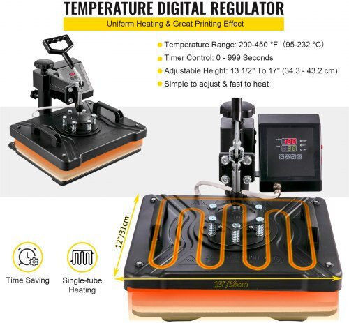 Vevor 6 in 1 Multifunctional Heat Press for Printing T-shirts, Mugs, Hats, Plates Fm1161dgnthj00001v2