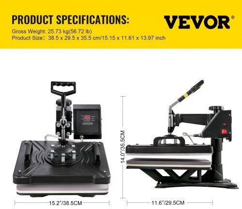 Vevor 6 in 1 Multifunctional Heat Press for Printing T-shirts, Mugs, Hats, Plates Fm1161dgnthj00001v2