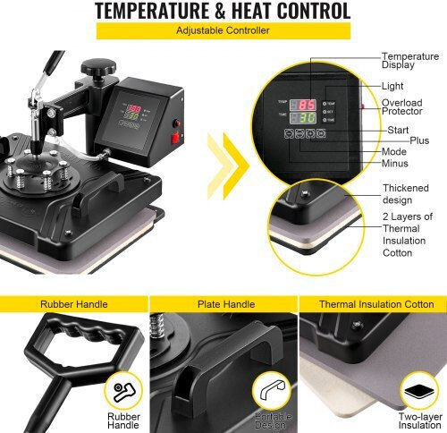 Vevor 6 in 1 Multifunctional Heat Press for Printing T-shirts, Mugs, Hats, Plates Fm1161dgnthj00001v2