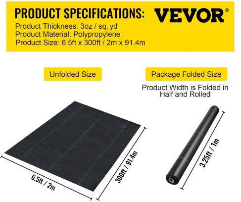 Vevor ZZZP6.5X300YC3OZ1V0 Αντιπαγετική Κουκούλα 91.44x2m Μαύρο