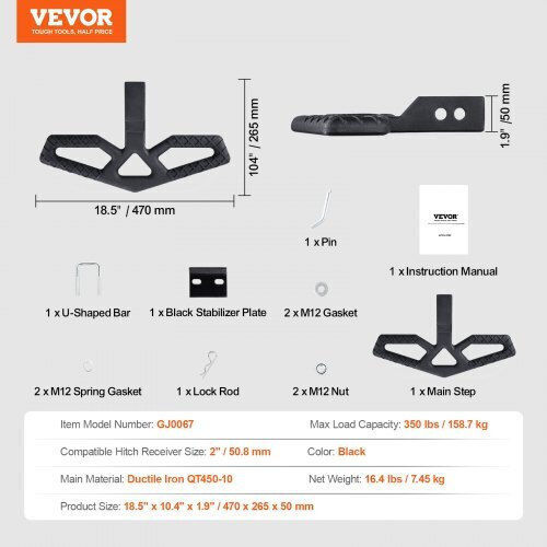Vevor 2" Abschleppstufe Auto Stoßfänger Empfänger Cwtbgjsxzk005xx0nv0