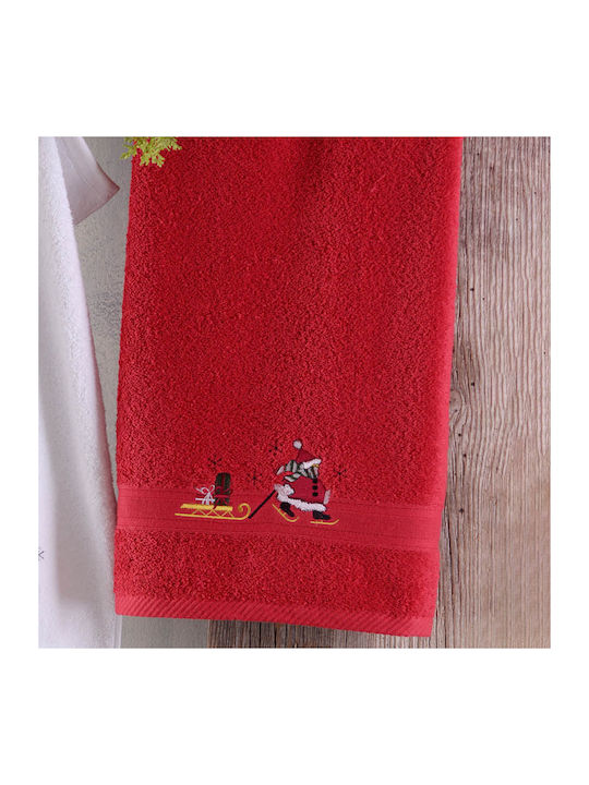 Rythmos Terry Christmas Towel Fabric Red L90xW50cm.