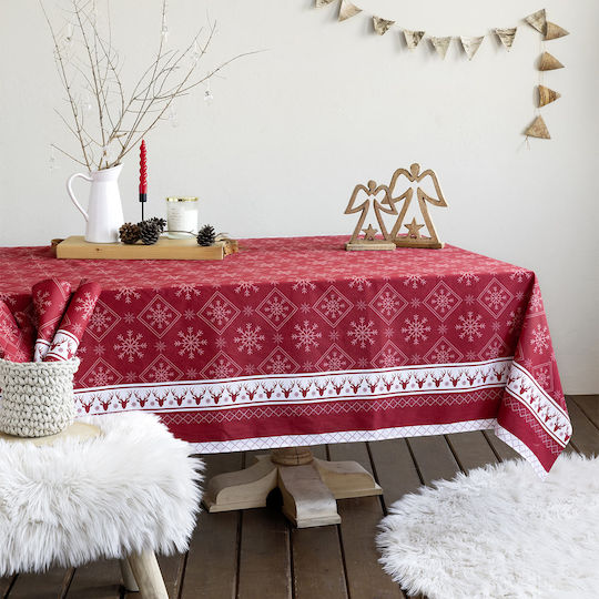 Nima Christmas Day Коледно Покривка за маса Каре Червен Д85xШ85см.