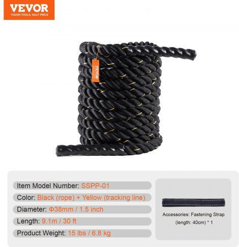 Vevor ZS30FT15INBD10EBHV0 Battle Rope με Μήκος 9.144m