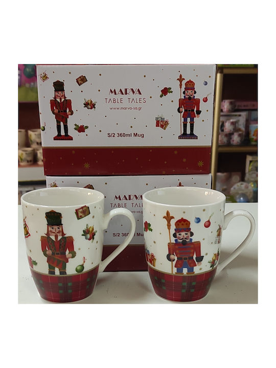 Marva Set Christmas Mugs Porcelain Red 2pcs