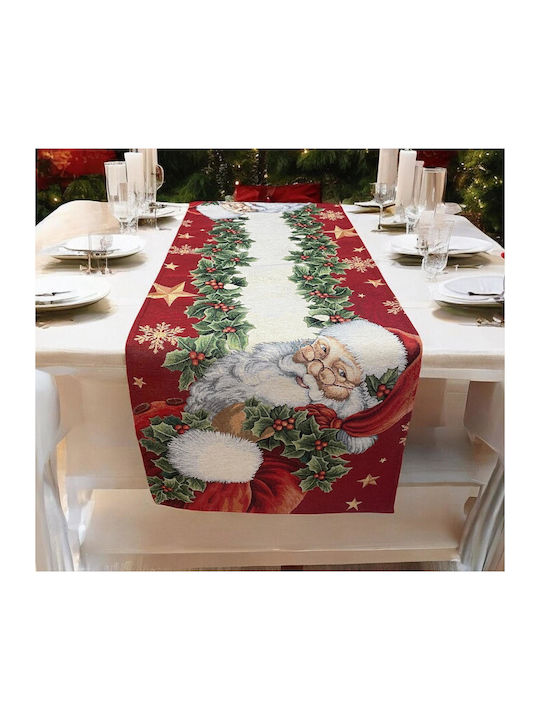 Linea Home Christmas Tablecloth Runner Fabric Red L140xW45cm.