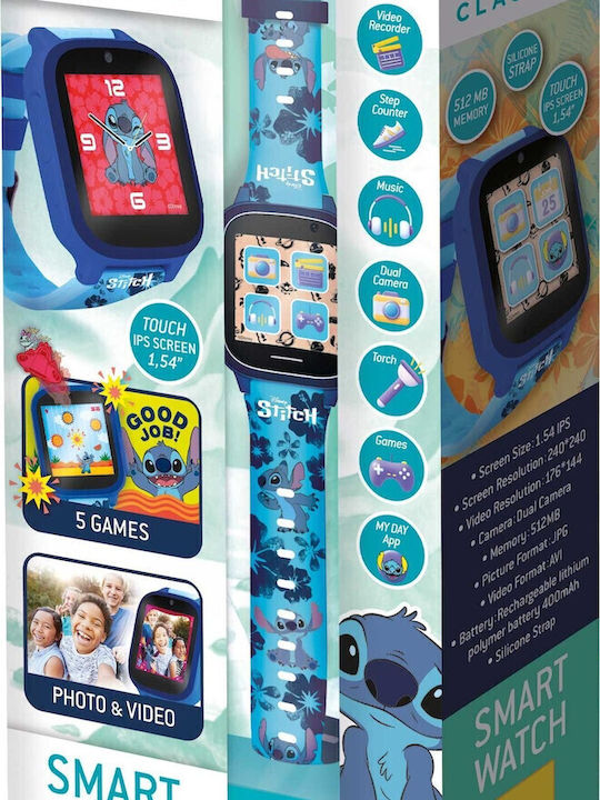 Disney Kids Digital Watch Stitch with Rubber/Plastic Strap Blue Disney Kids Digital Watch Stitch with Rubber/Plastic Strap Blue