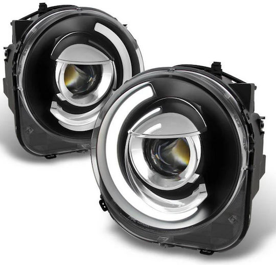 Μπροστινά Φανάρια Set Jeep Renegade 2014+ Drl Tube Lights Μαύρα H7 Manual Akkon