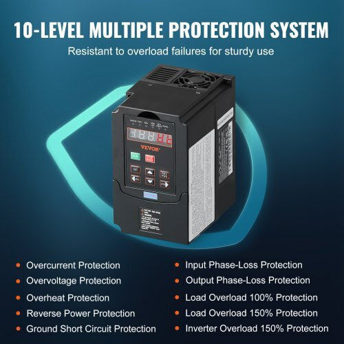 Vevor Vfd 2hp 1.5kw 7.5a 220v Είσοδος 1/3 Φάσης 3 Φάσεις 0-400hz Bpqdq15kw220pc4gyv7