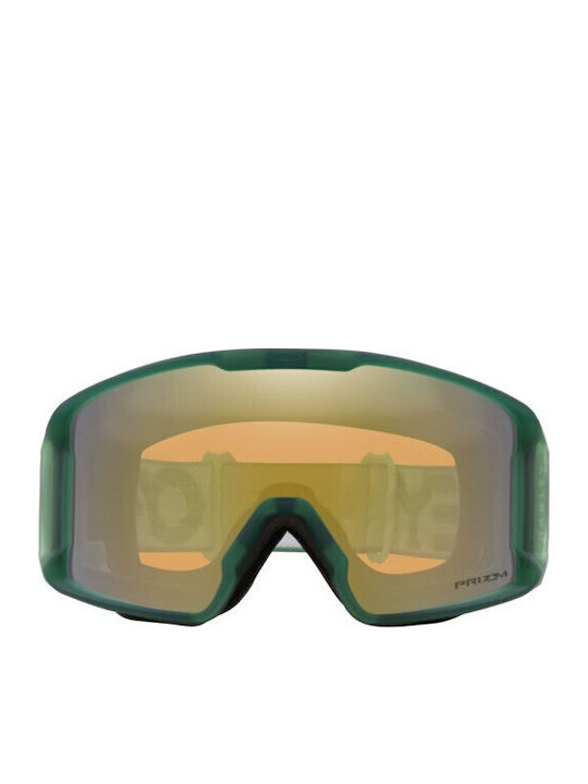 Oakley Line Miner Μάσκα Σκι & Snowboard Ενηλίκων Πράσινη με Φακό Φιμέ σε Κίτρινο Χρώμα
