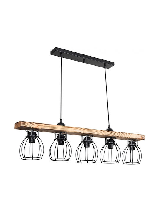 GloboStar Barista Pendant Light Black Rail for 5 Bulbs E27 100x14.5x26cm