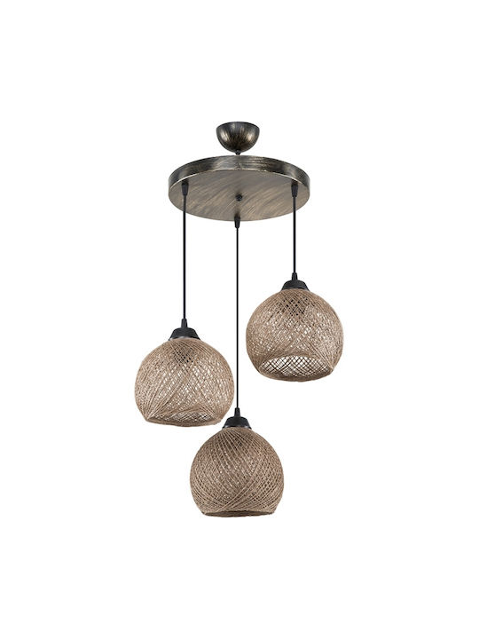 GloboStar Pendant Light Brown Boho with Rope for Socket E27 35x35x80cm