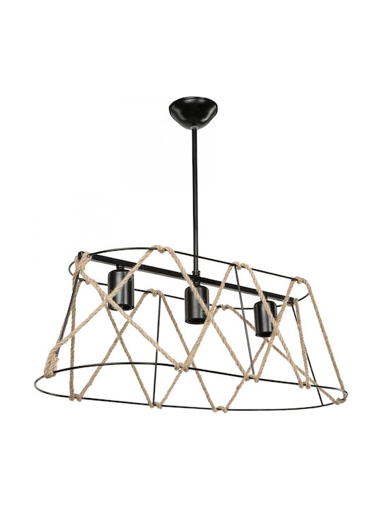 GloboStar Pendant Light Black with Rope for Socket E27 60x25x90cm