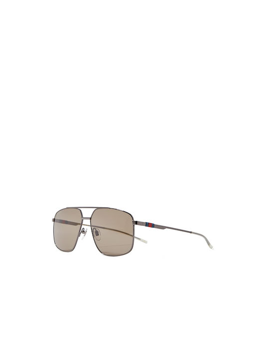 Gucci Sunglasses with Gray Metal Frame and Brown Mirror Lens GG1676S 003