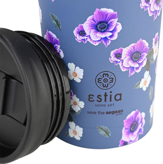 Estia Travel Mug Save The Aegean Glass Thermos Stainless Steel 500ml Garden Blue
