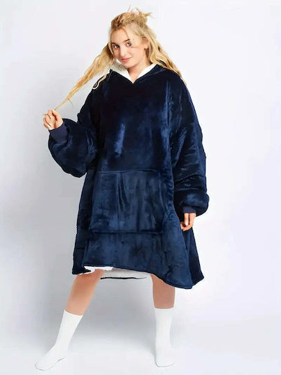 Плед Huggle Hoodie с качулка, мек, много удобен, топъл, един размер, син, червен, черен, сив, лилав
