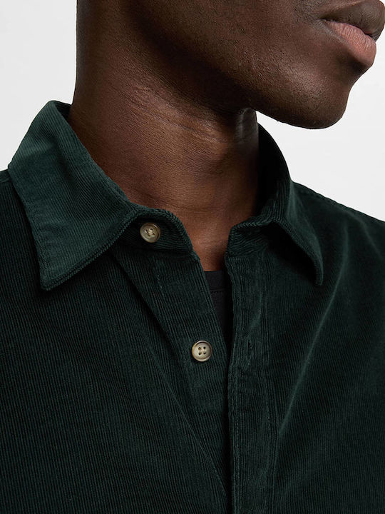 Long-sleeved Corduroy Shirt Green
