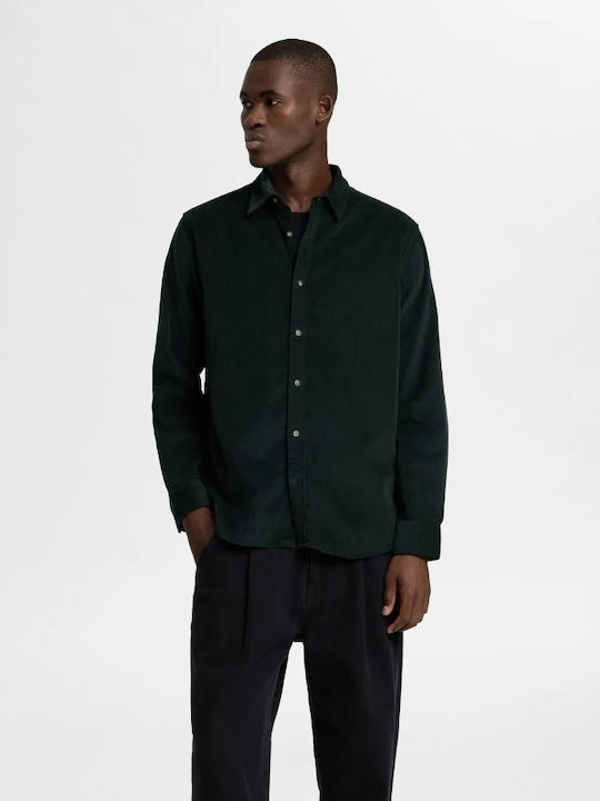 Long-sleeved Corduroy Shirt Green